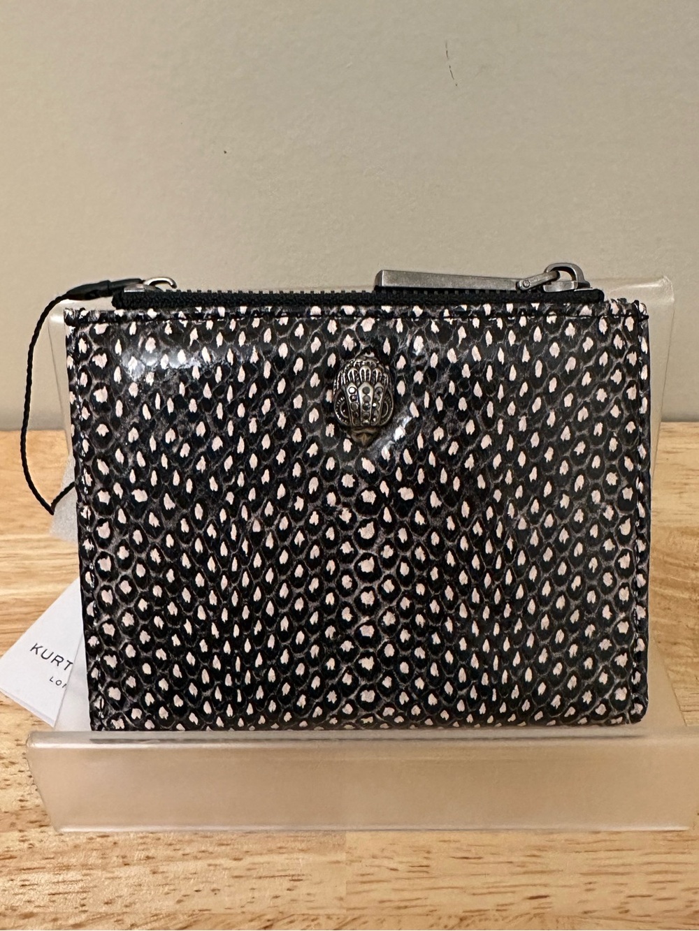 Kurt Geiger Black and Cream Patterned Kensington Zip Wallet